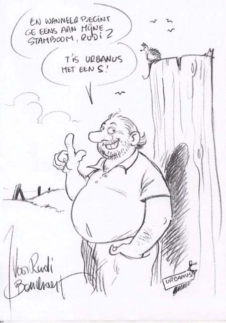 Tekening signering Urbanus door Jan Bosschaert