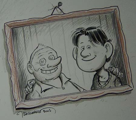 Tekening signering Urbanus door Jan Bosschaert
